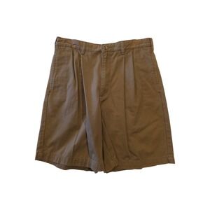 Chaps Ralph Lauren Shorts Mens 32 Brown Pleated Chino Golf Preppy 100% Cotton